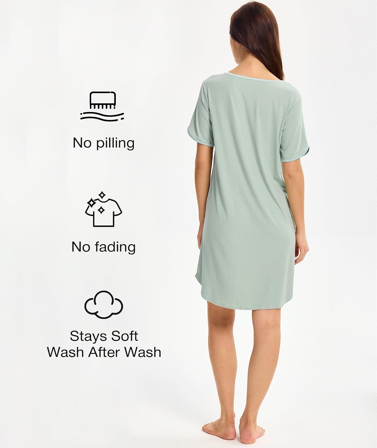 image:imageGYS Bamboo Viscose Nightgowns for Women Cooling Short Sleeve Night ShirtsMint Green