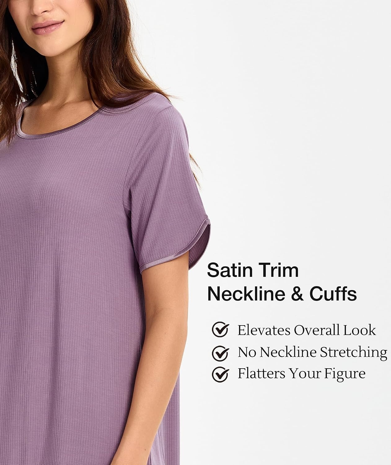 image:imageGYS Bamboo Viscose Nightgowns for Women Cooling Short Sleeve Night ShirtsPurple
