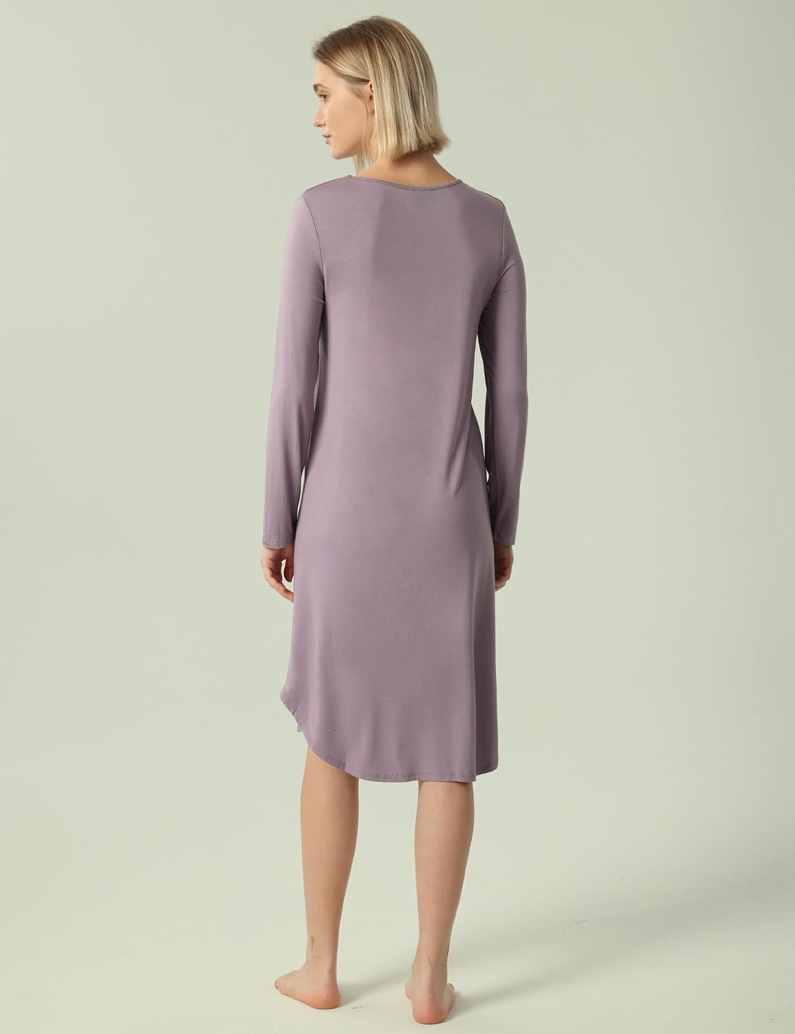 image:imageGYS Bamboo Viscose Nightgowns for Women Soft Long Sleeve VNeck Night ShirtViolet