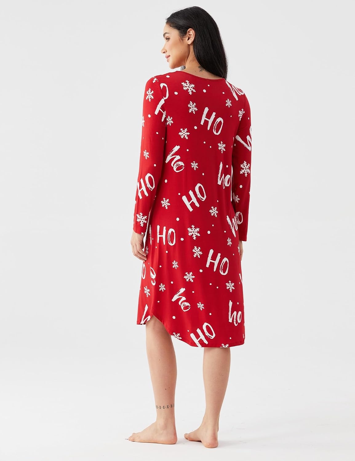 image:imageGYS Bamboo Viscose Nightgowns for Women Soft Long Sleeve VNeck Night ShirtXmas Red