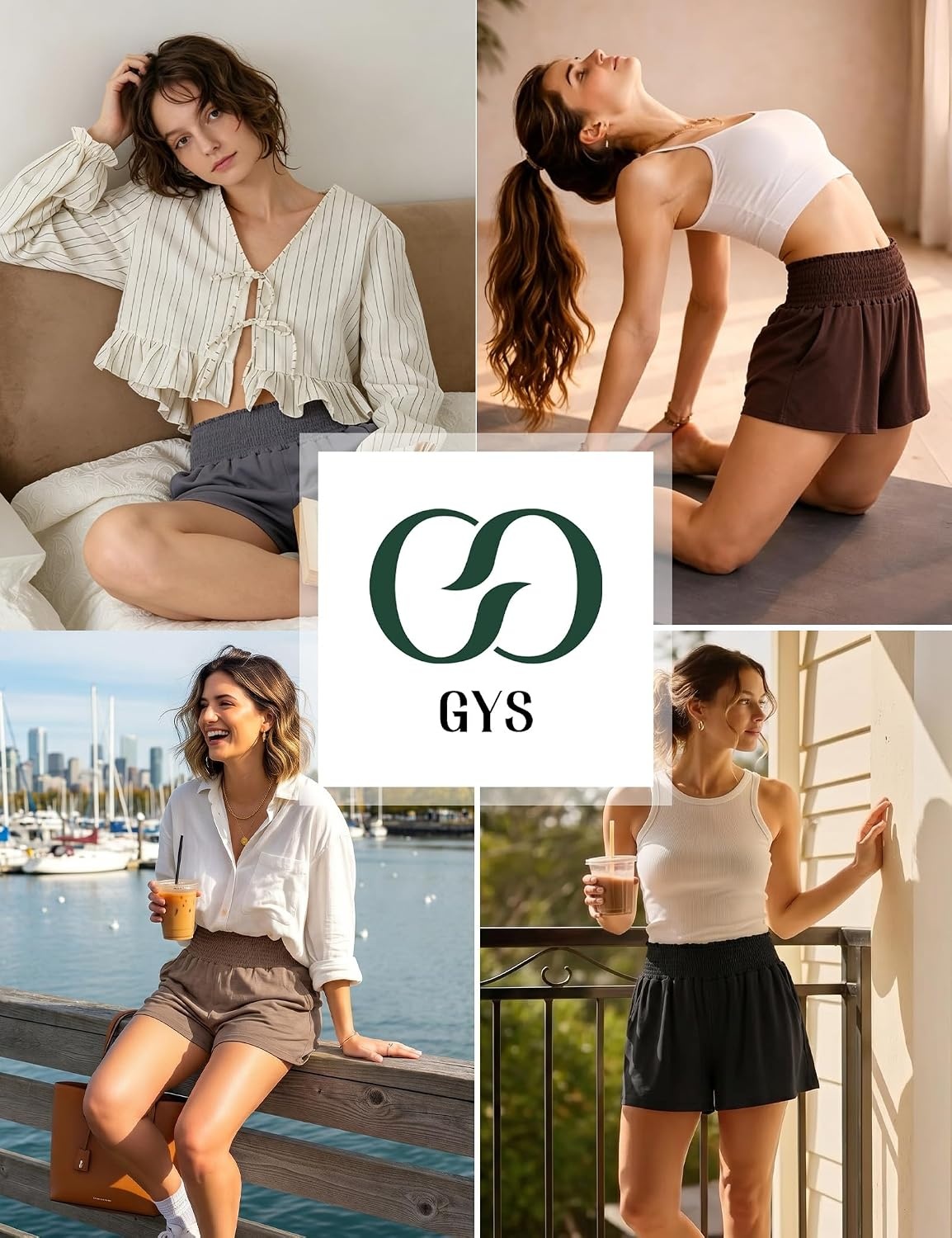 image:imageGYS Bamboo Viscose Pajama Shorts for Women UltraSoft Comfy Lounge ShortsCamel