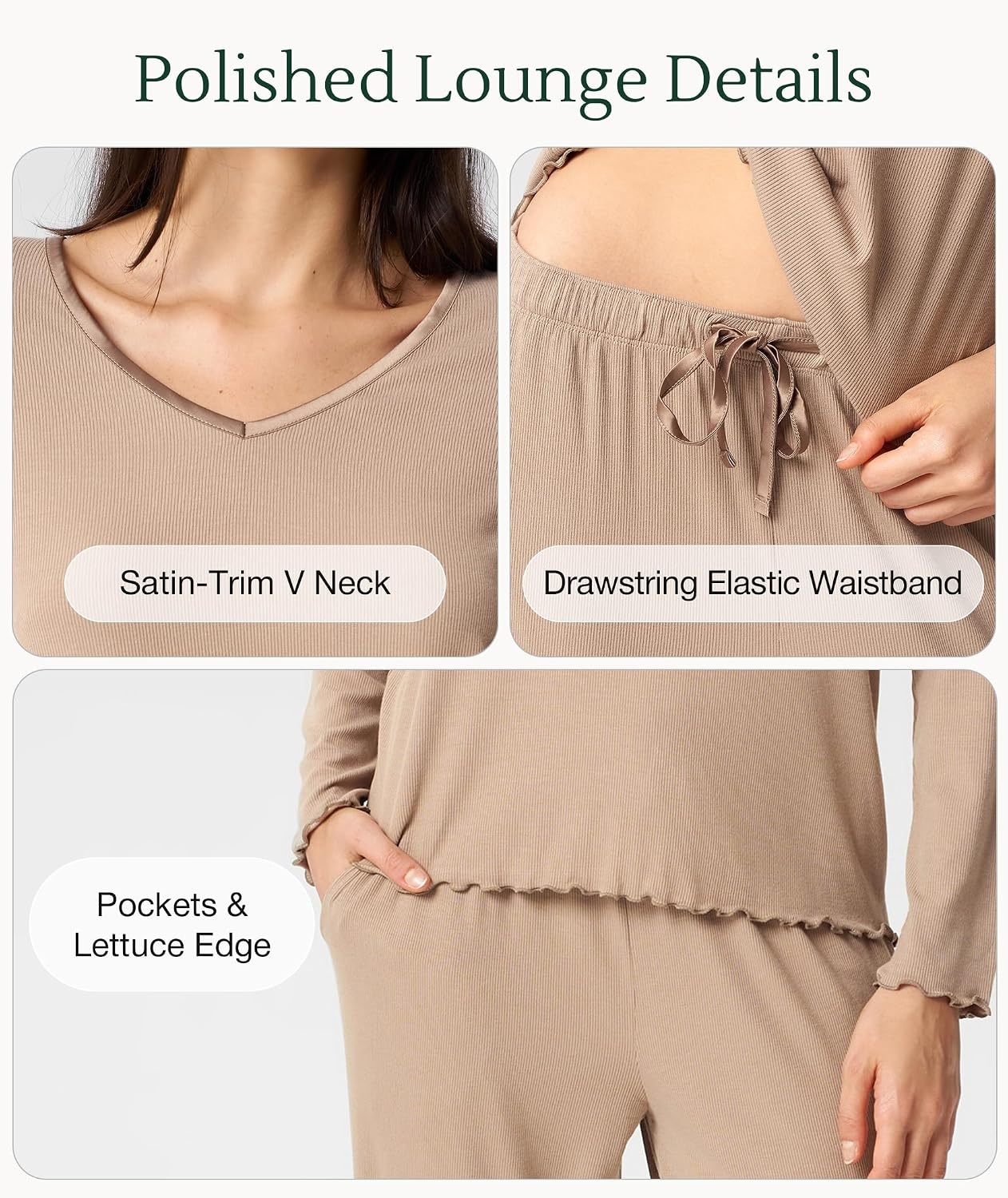 image:imageGYS Bamboo Viscose Pajamas for Women Long Sleeve Sleepwear for Hot SleepersLight Brown