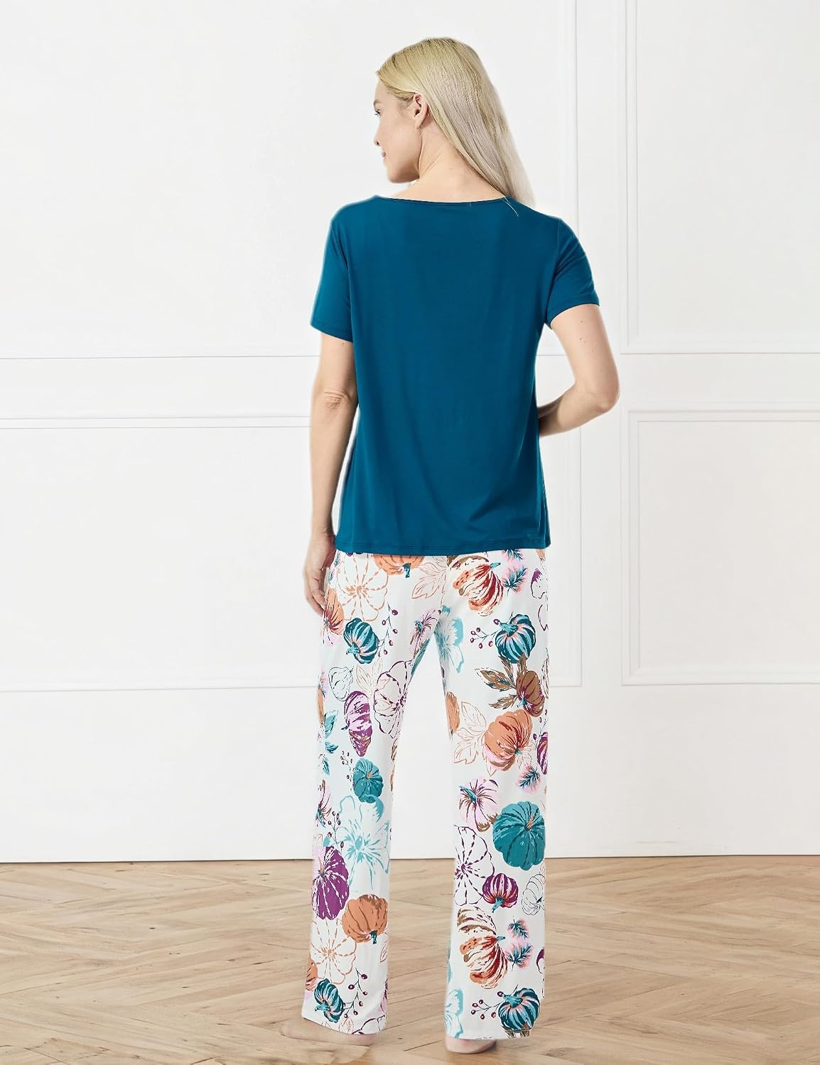 image:imageGYS Bamboo Viscose Pajamas for Women Set Short Sleeve Soft Summer SleepwearLyons BluePumpkin
