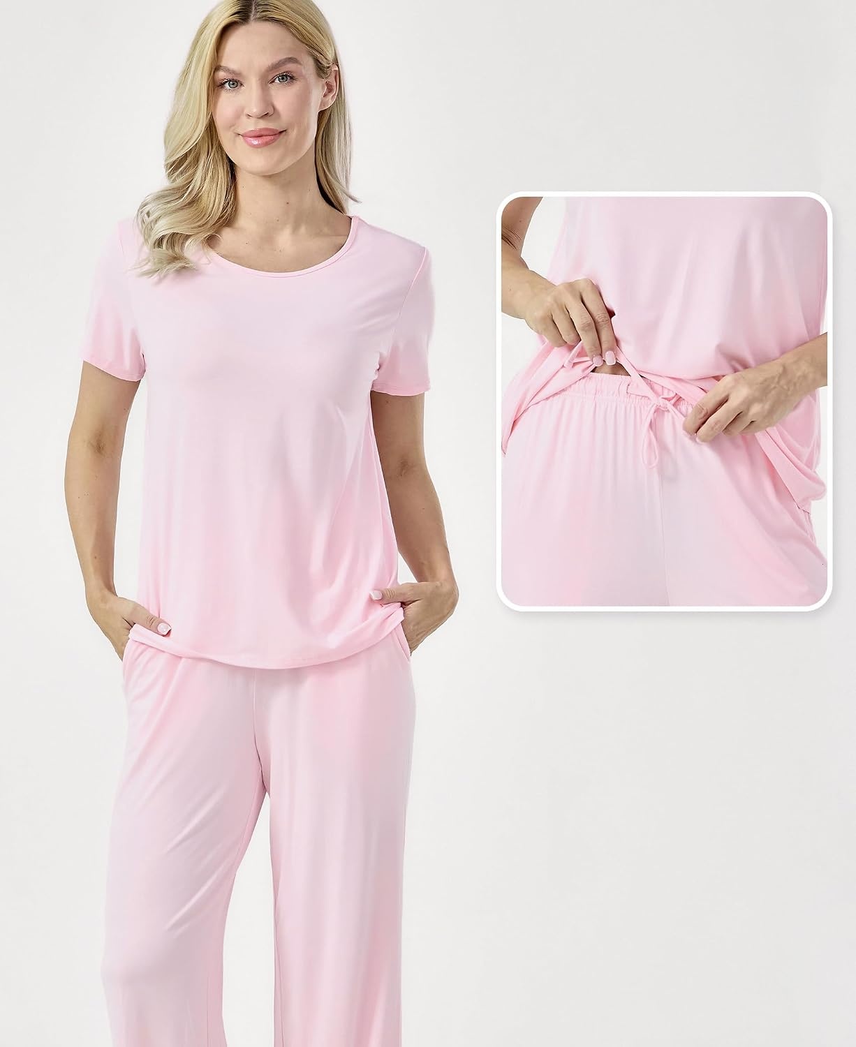 image:imageGYS Bamboo Viscose Pajamas for Women Set Short Sleeve Soft Summer SleepwearPink