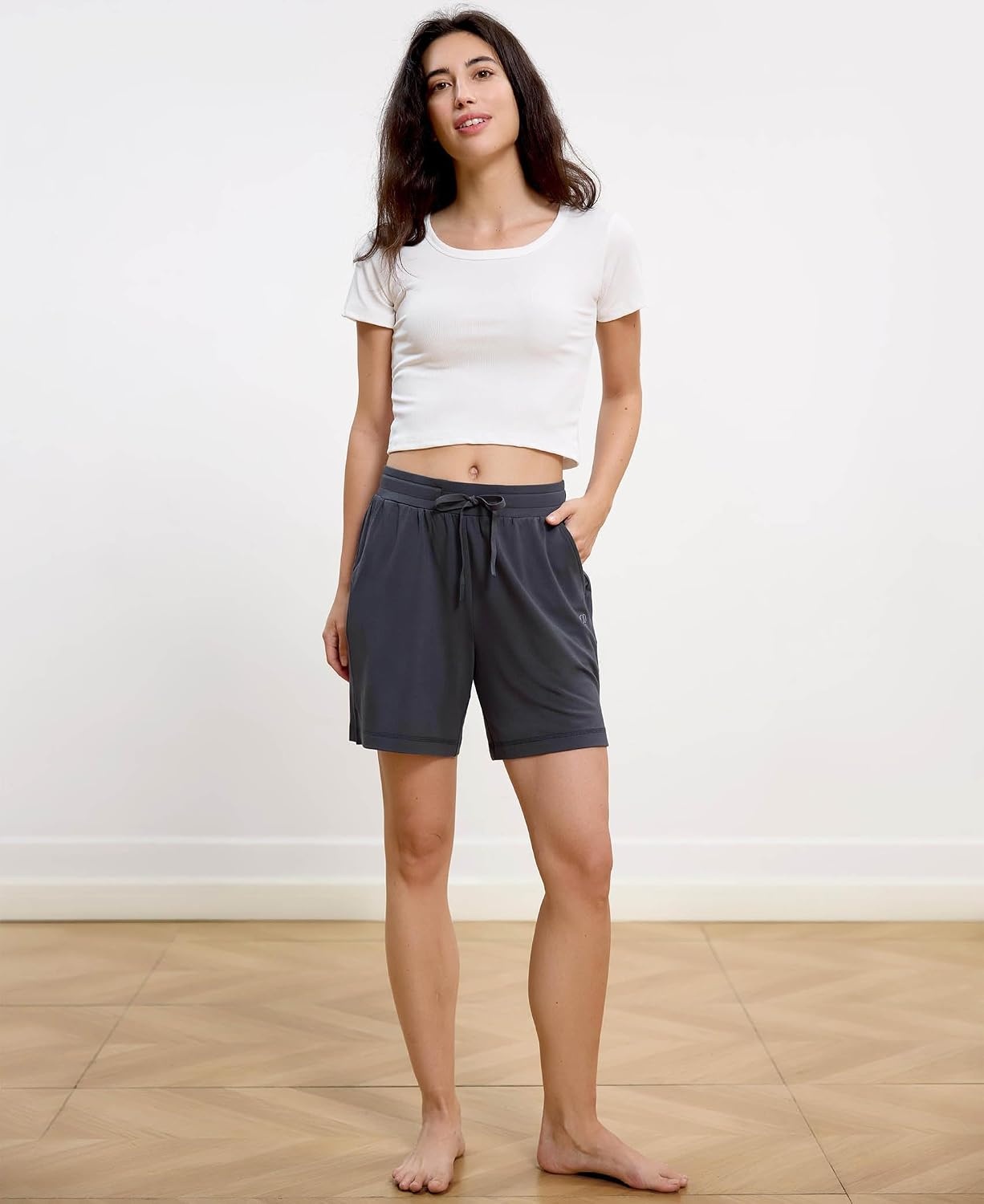 image:imageGYS Bamboo Viscose Womens Pajama Shorts with PocketsBluish Grey