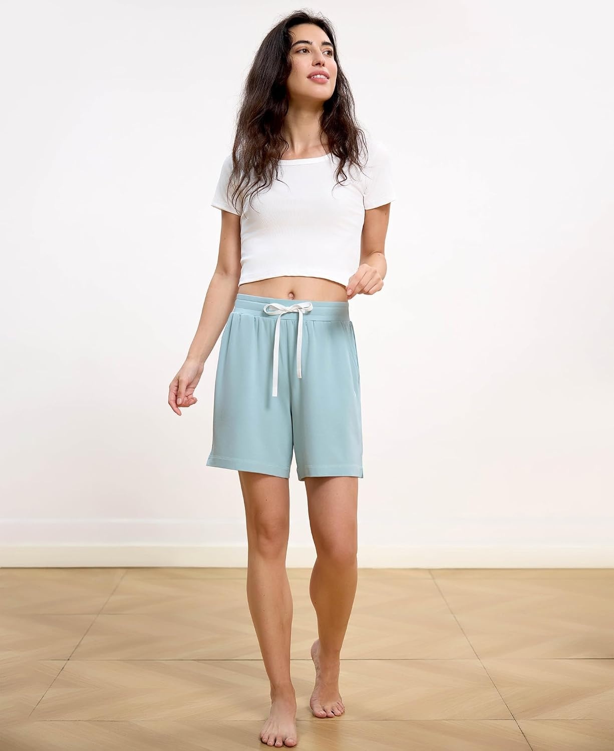 image:imageGYS Bamboo Viscose Womens Pajama Shorts with Pocketsturquoise