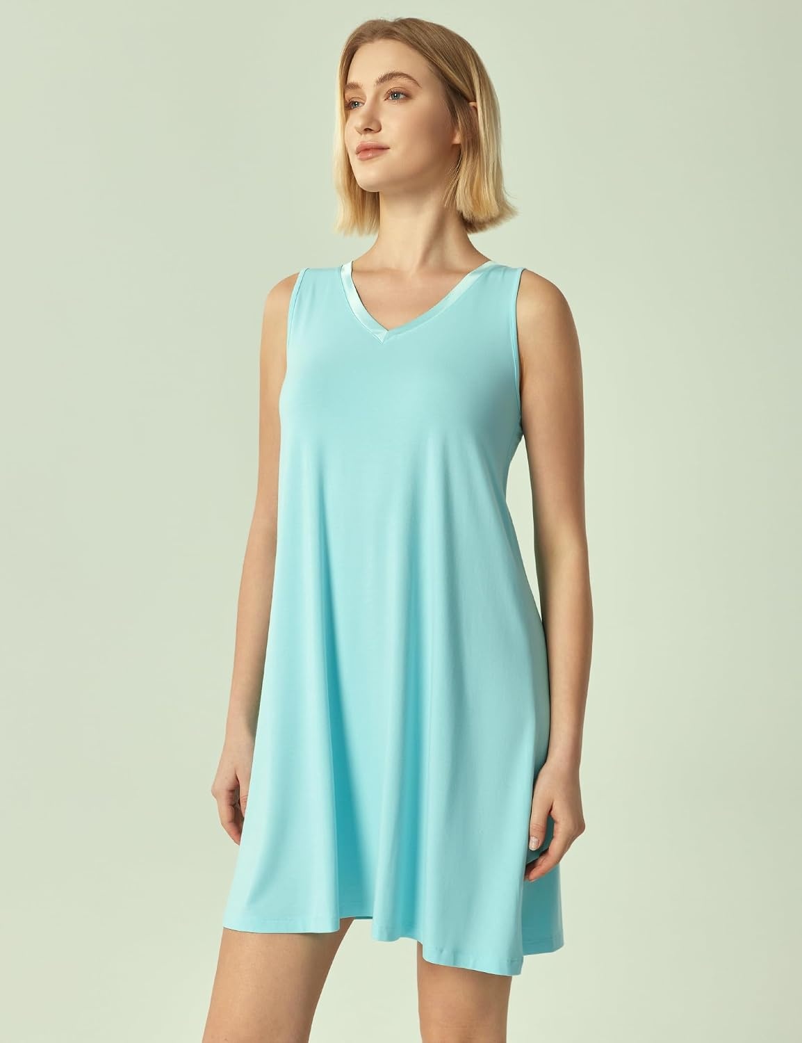 image:imageGYS Cooling Bamboo Viscose Sleeveless Nightgowns for WomenAqua