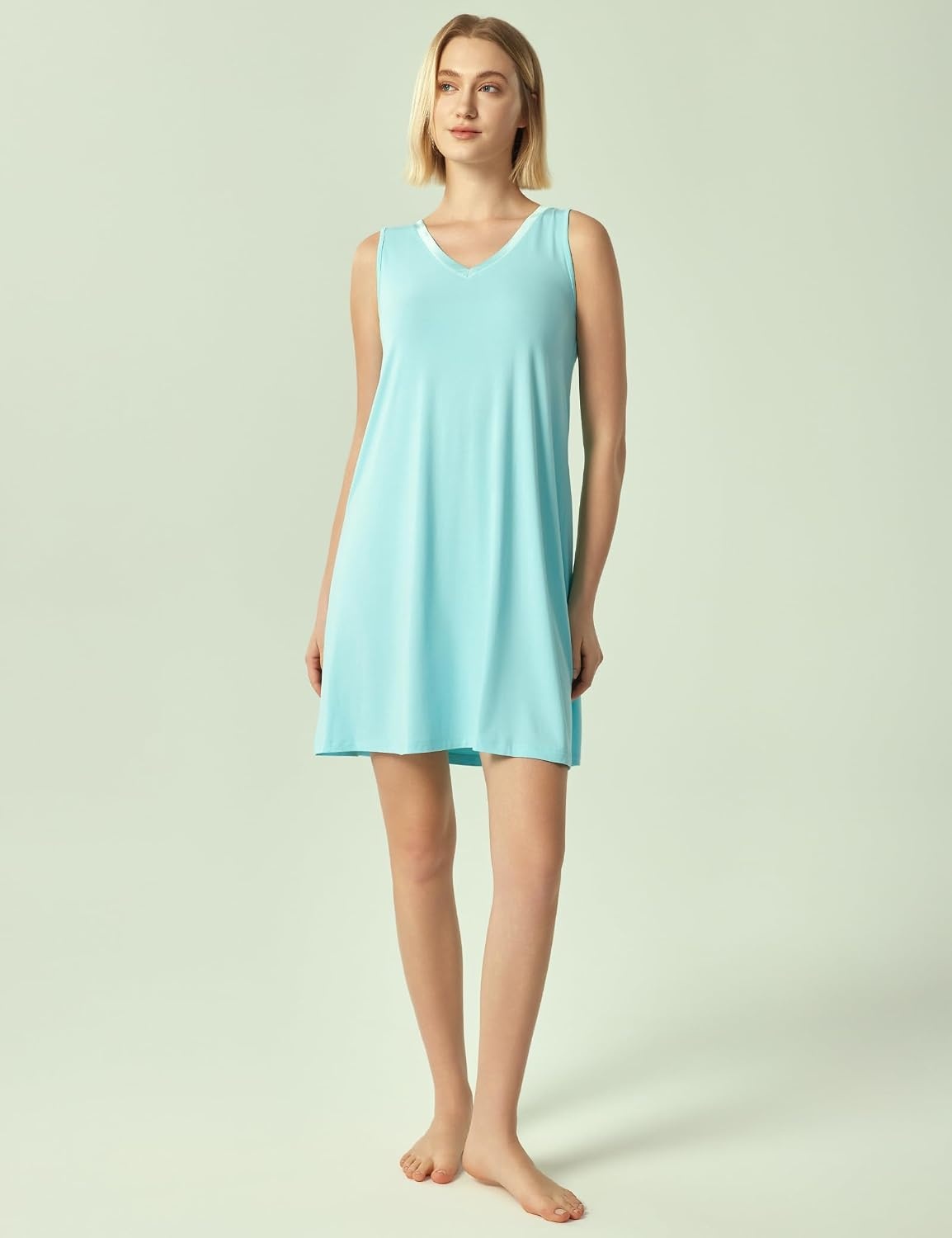 image:imageGYS Cooling Bamboo Viscose Sleeveless Nightgowns for WomenAqua