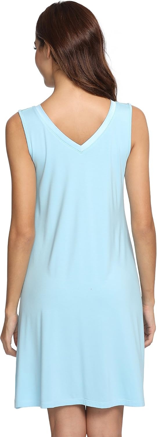 image:imageGYS Cooling Bamboo Viscose Sleeveless Nightgowns for WomenAzure