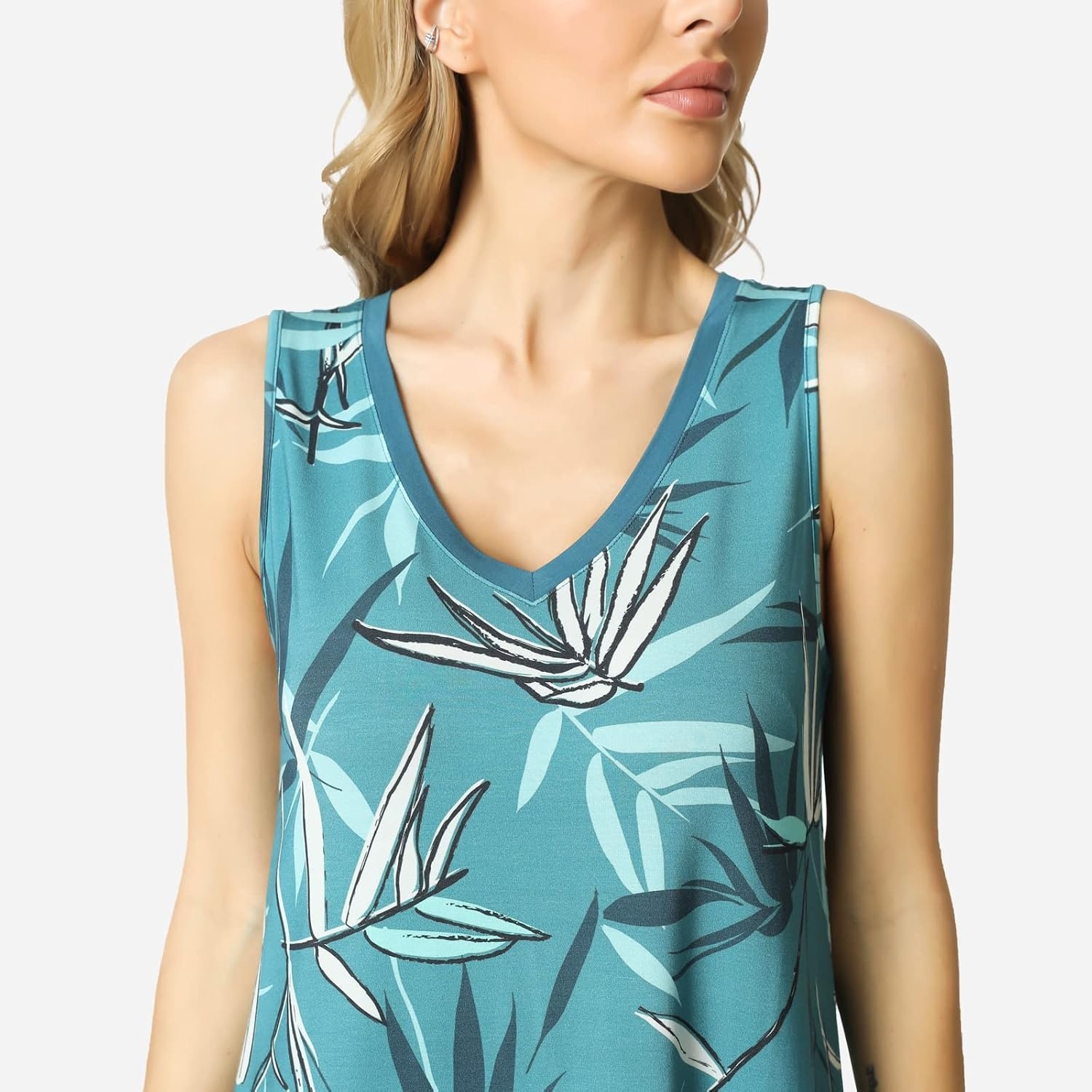 image:imageGYS Cooling Bamboo Viscose Sleeveless Nightgowns for WomenB Turquoise