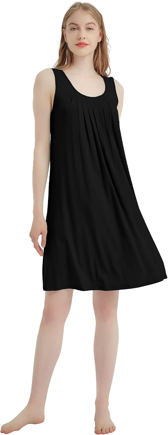 image:imageGYS Cooling Bamboo Viscose Sleeveless Nightgowns for WomenBlack