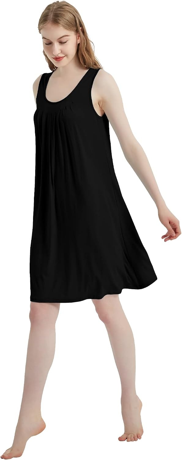 image:imageGYS Cooling Bamboo Viscose Sleeveless Nightgowns for WomenBlack