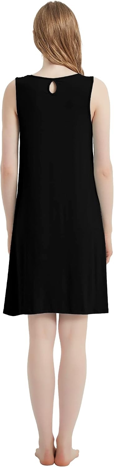 image:imageGYS Cooling Bamboo Viscose Sleeveless Nightgowns for WomenBlack