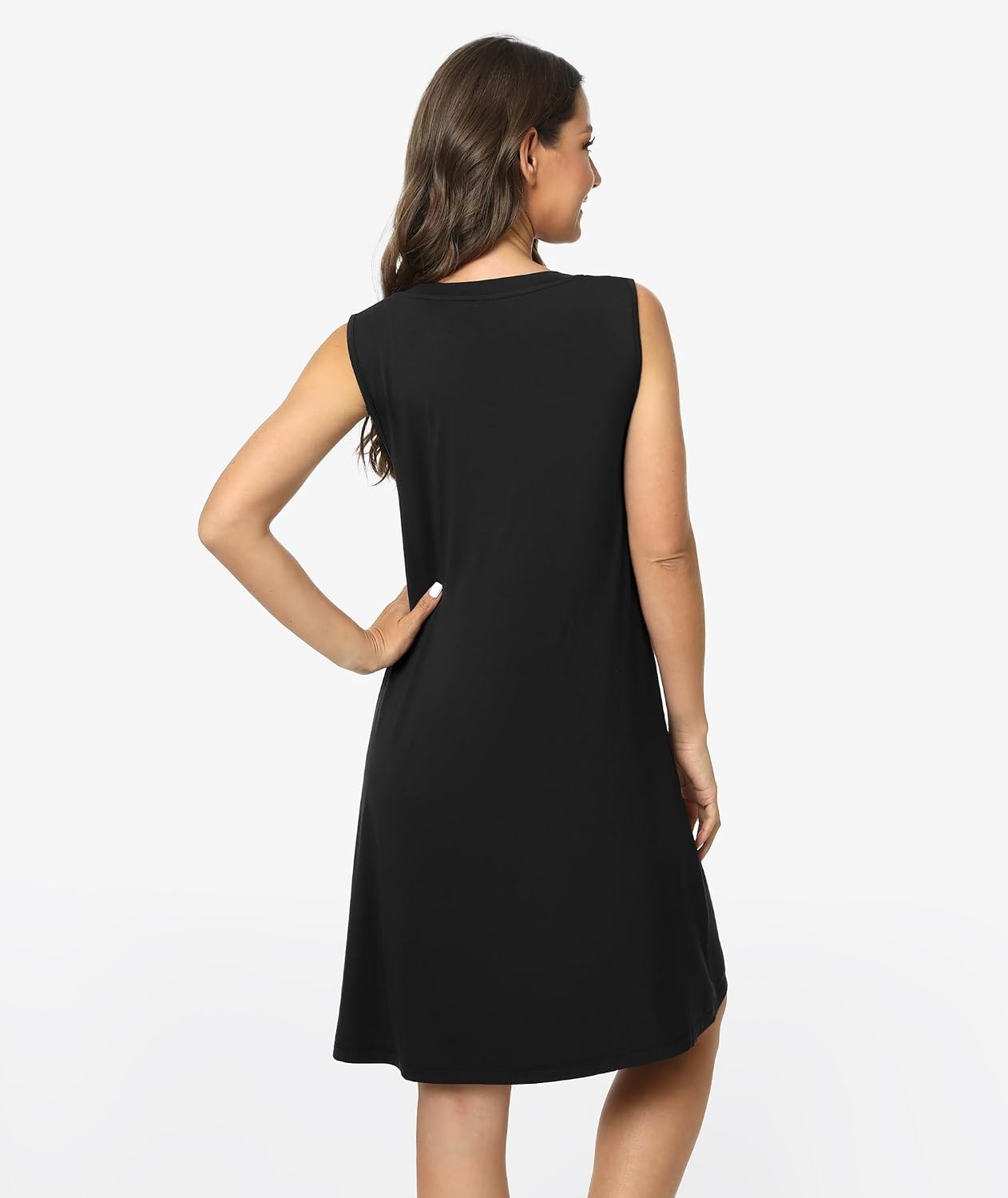 image:imageGYS Cooling Bamboo Viscose Sleeveless Nightgowns for WomenC Black