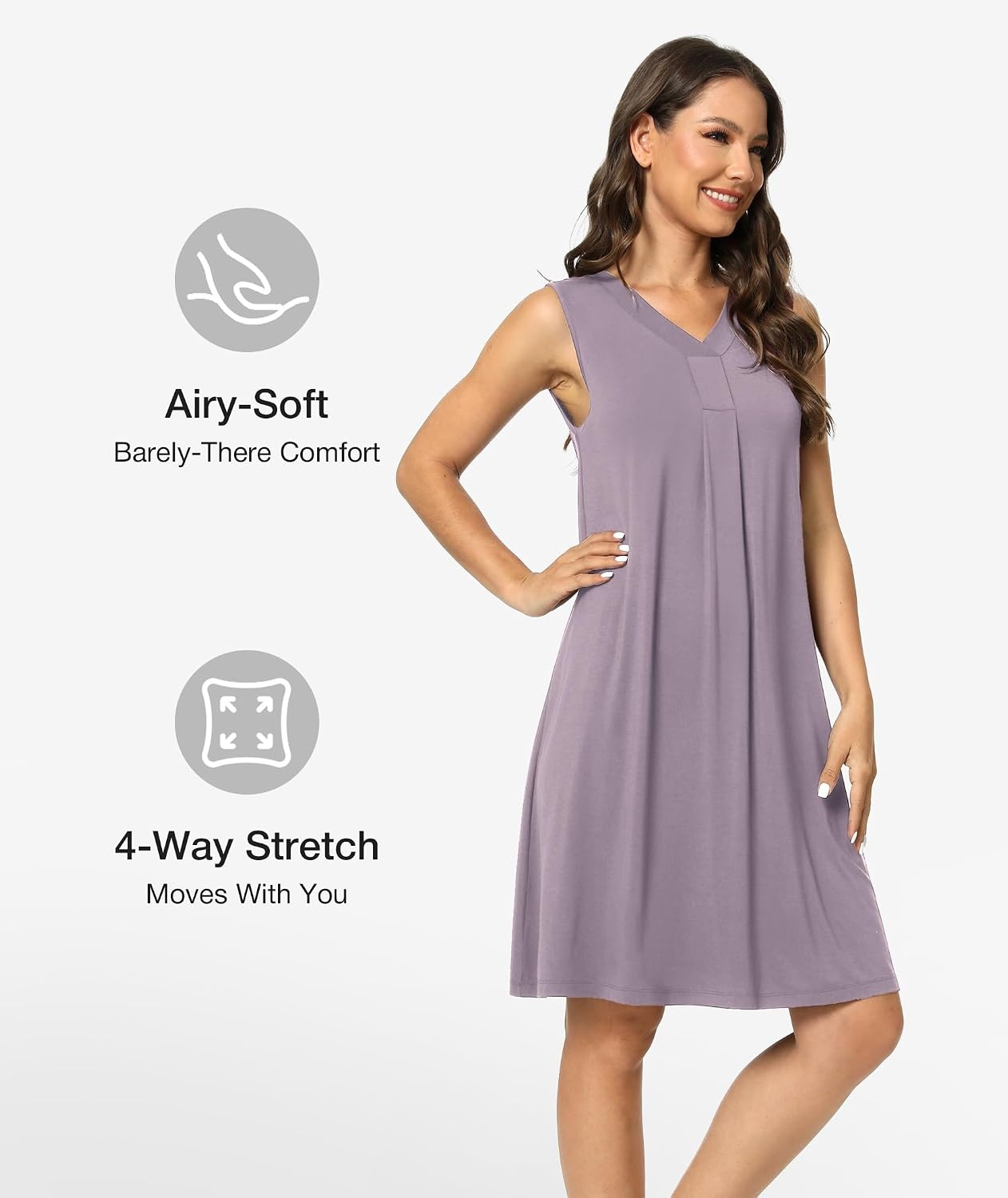 image:imageGYS Cooling Bamboo Viscose Sleeveless Nightgowns for WomenC Mauve Purple