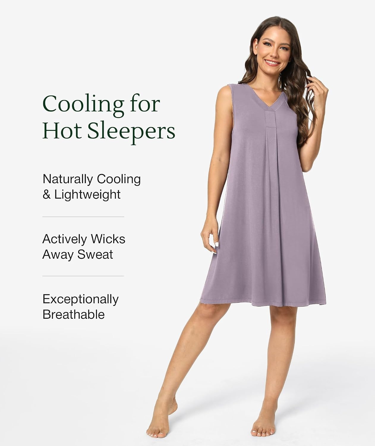 image:imageGYS Cooling Bamboo Viscose Sleeveless Nightgowns for WomenC Mauve Purple