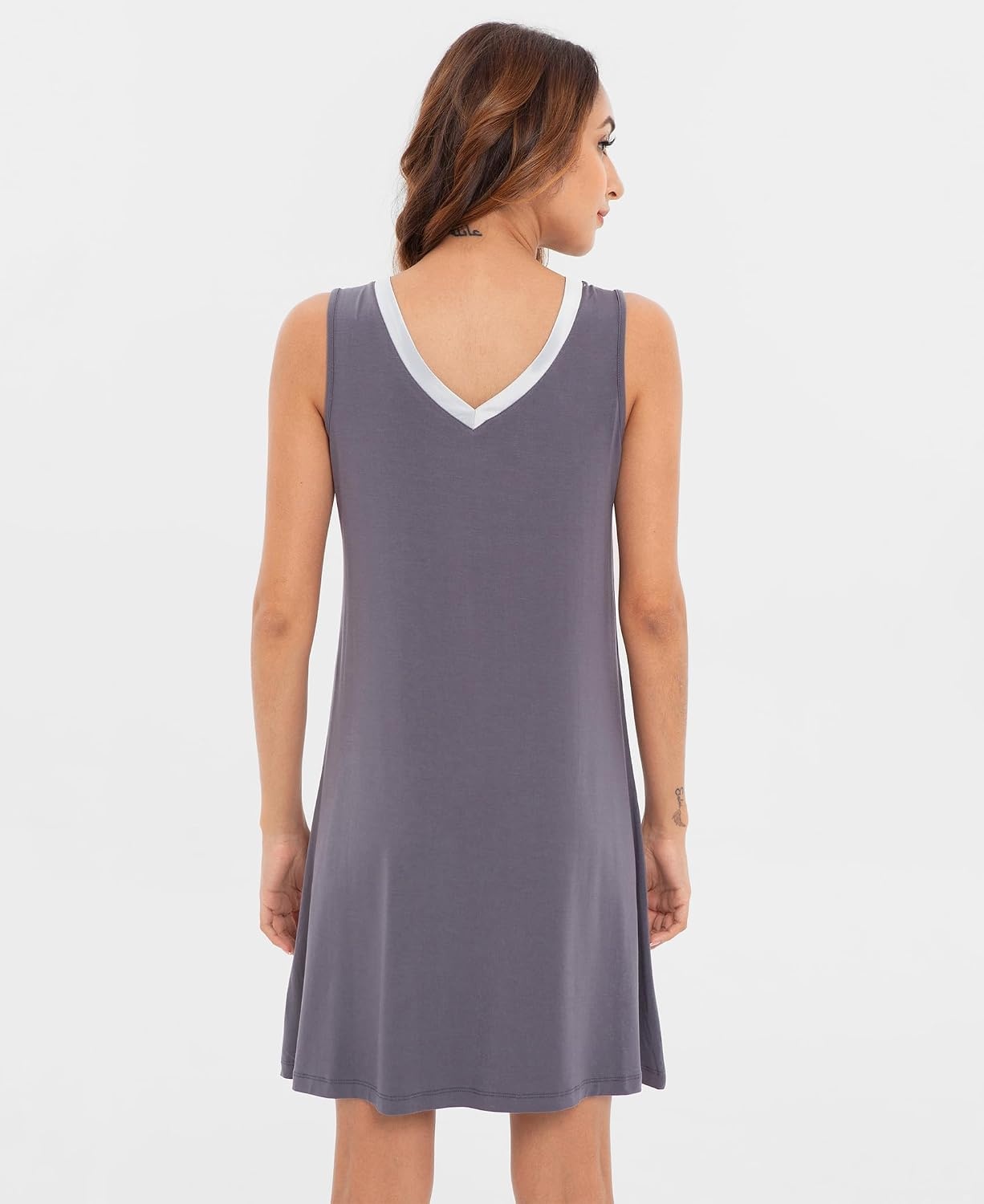 image:imageGYS Cooling Bamboo Viscose Sleeveless Nightgowns for WomenDark Grey