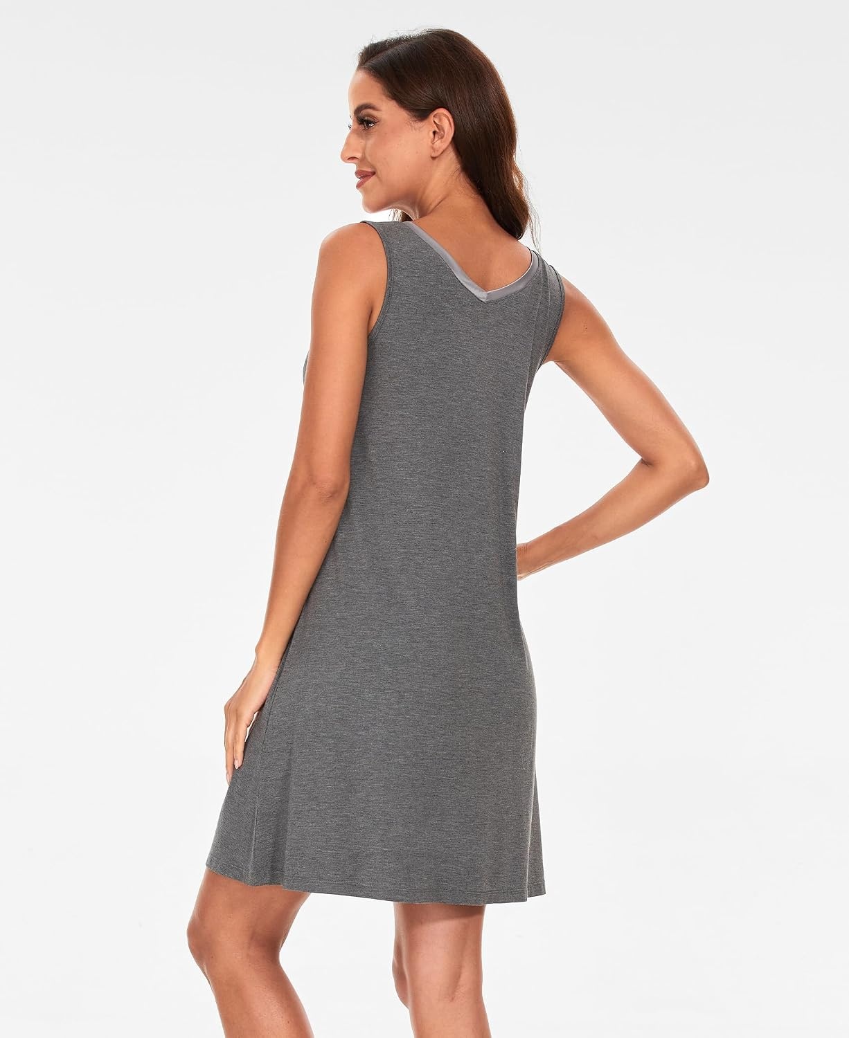 image:imageGYS Cooling Bamboo Viscose Sleeveless Nightgowns for WomenDark Heather Grey