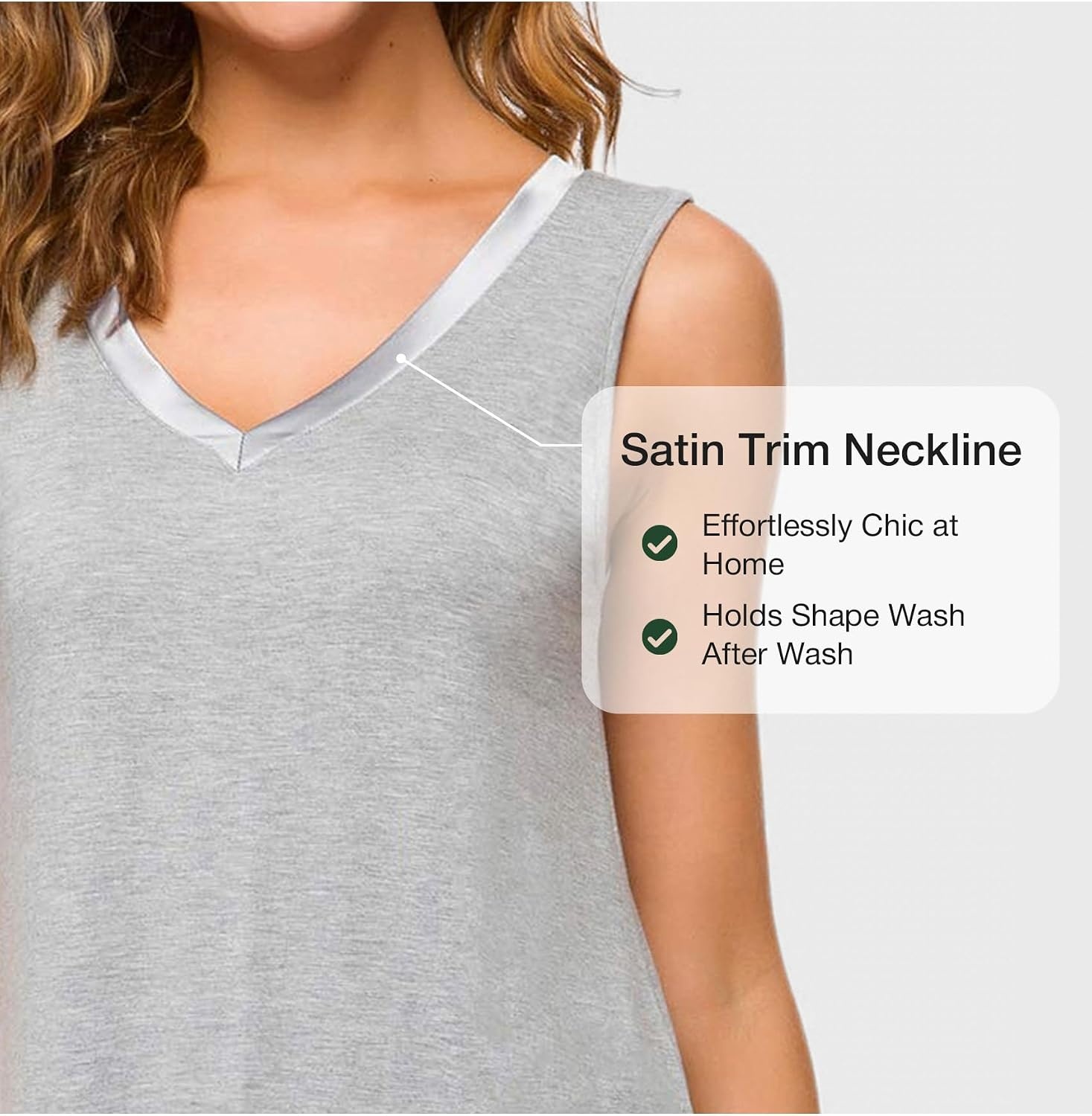 image:imageGYS Cooling Bamboo Viscose Sleeveless Nightgowns for WomenHeather Grey