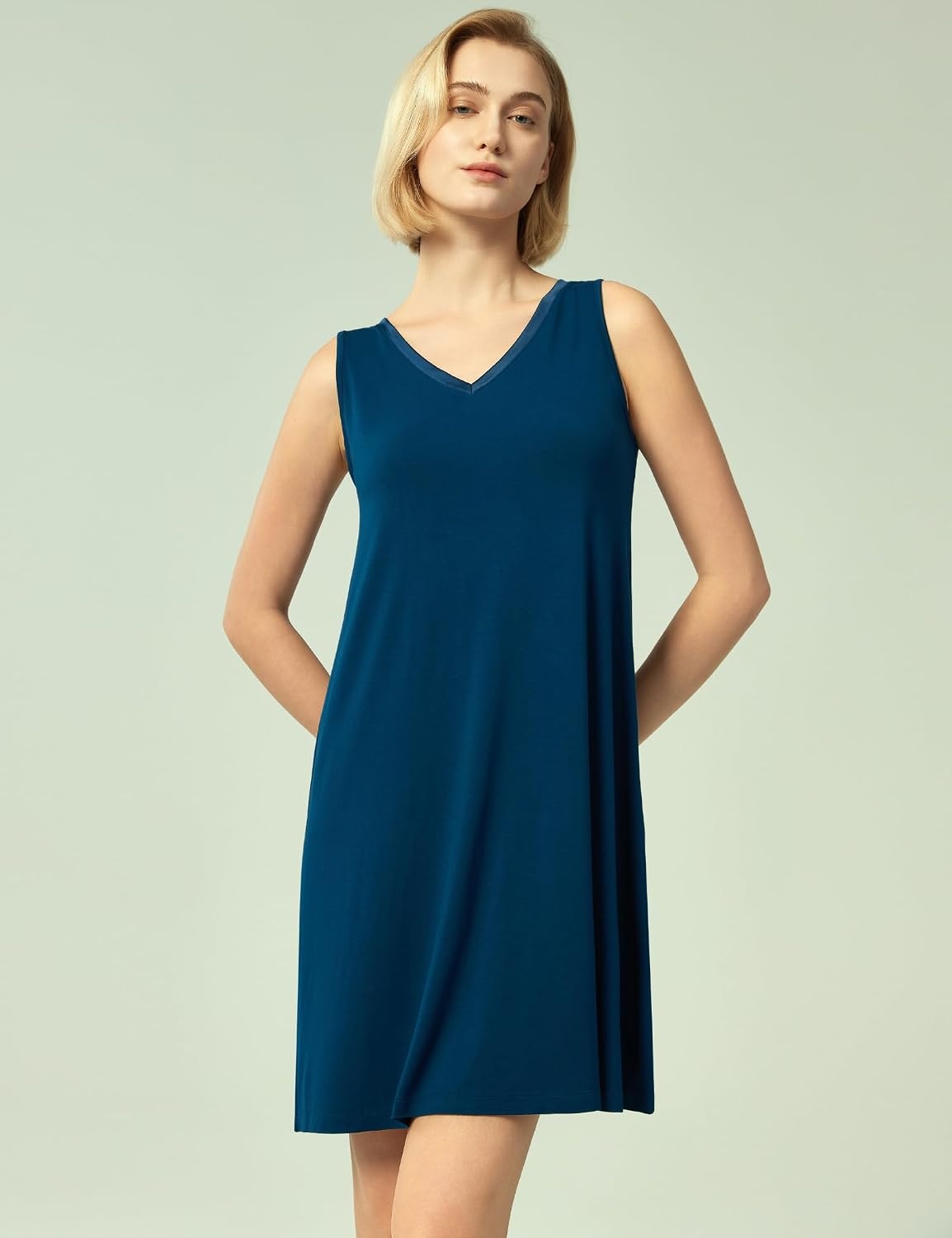 image:imageGYS Cooling Bamboo Viscose Sleeveless Nightgowns for WomenInk Blue