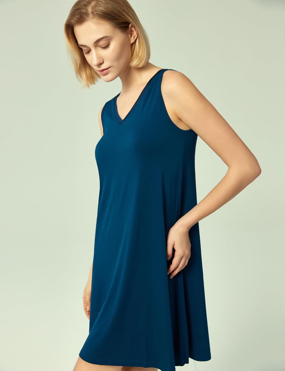 image:imageGYS Cooling Bamboo Viscose Sleeveless Nightgowns for WomenInk Blue
