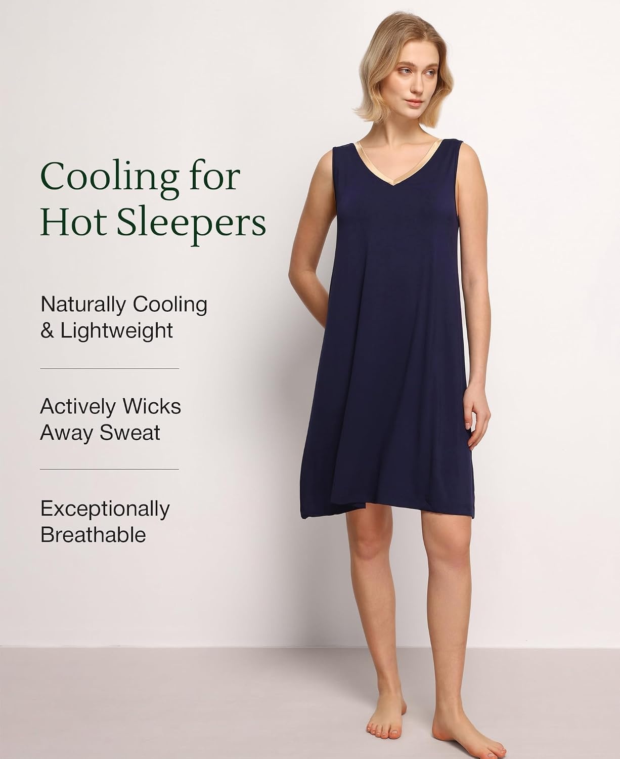 image:imageGYS Cooling Bamboo Viscose Sleeveless Nightgowns for WomenNavy