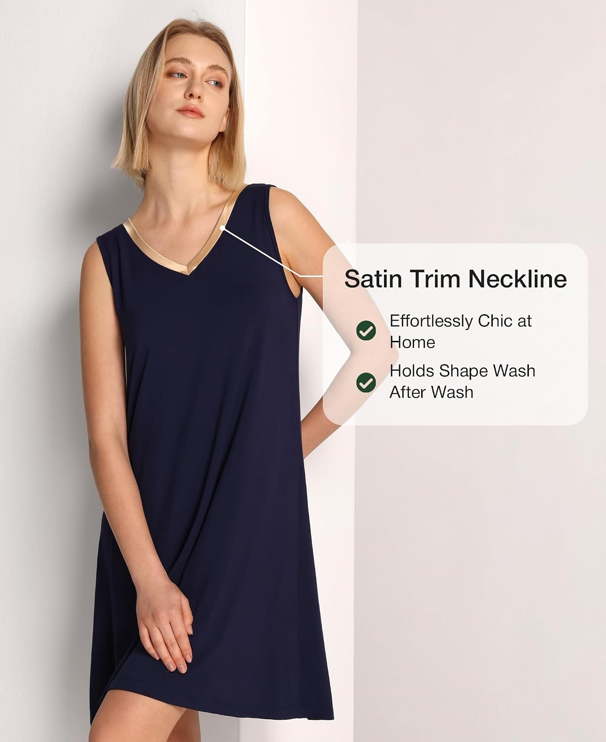 image:imageGYS Cooling Bamboo Viscose Sleeveless Nightgowns for WomenNavy