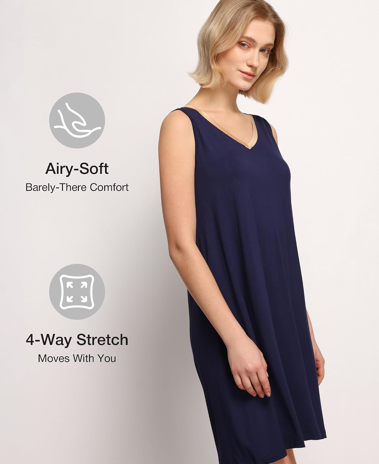 image:imageGYS Cooling Bamboo Viscose Sleeveless Nightgowns for WomenNavy