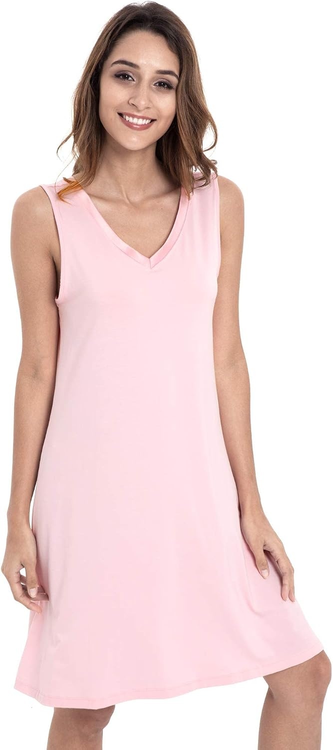 image:imageGYS Cooling Bamboo Viscose Sleeveless Nightgowns for WomenPink