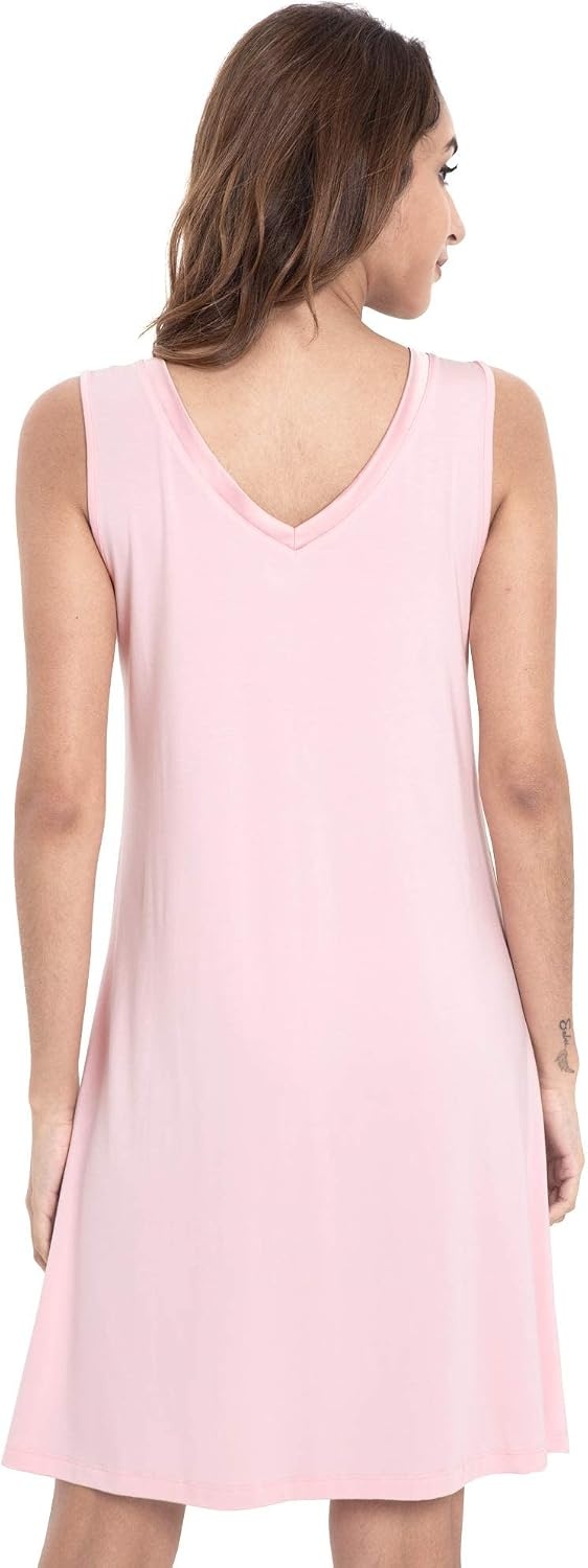 image:imageGYS Cooling Bamboo Viscose Sleeveless Nightgowns for WomenPink