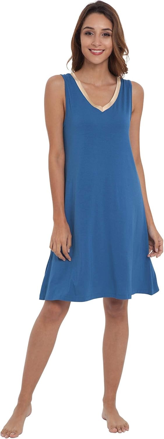image:imageGYS Cooling Bamboo Viscose Sleeveless Nightgowns for WomenPrussian Blue
