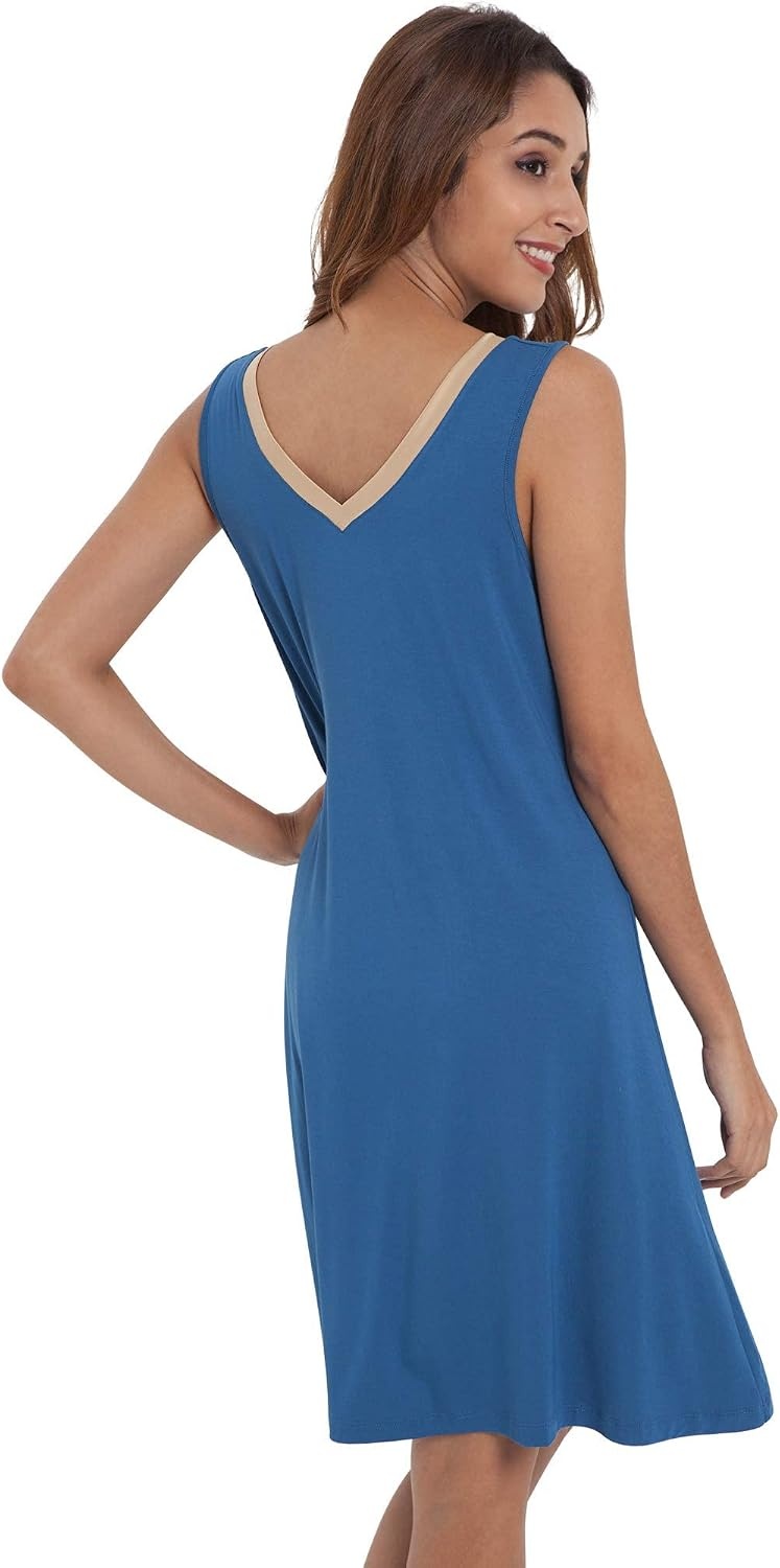 image:imageGYS Cooling Bamboo Viscose Sleeveless Nightgowns for WomenPrussian Blue