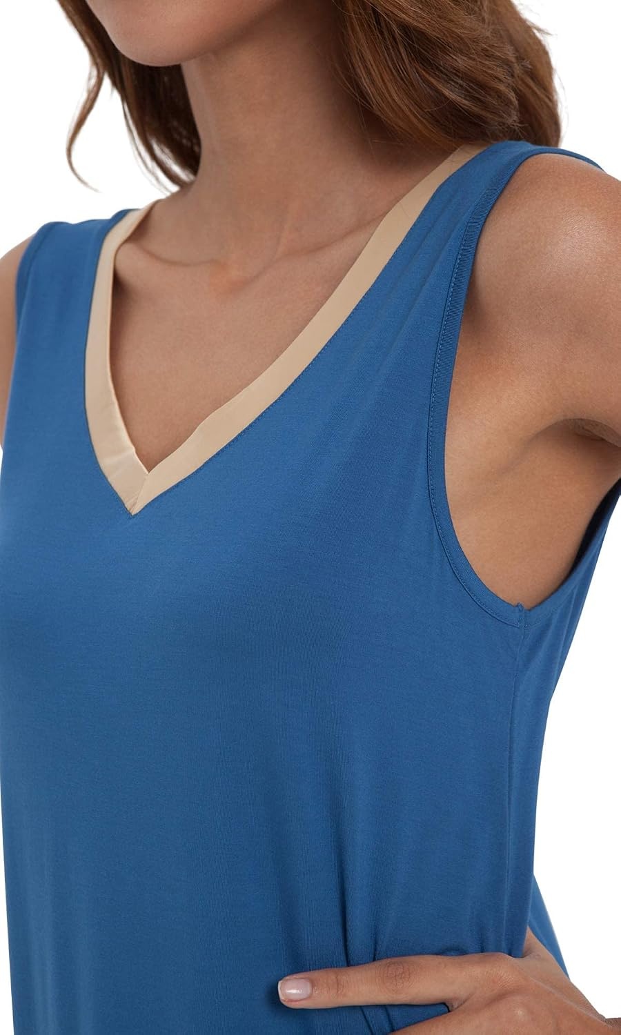 image:imageGYS Cooling Bamboo Viscose Sleeveless Nightgowns for WomenPrussian Blue