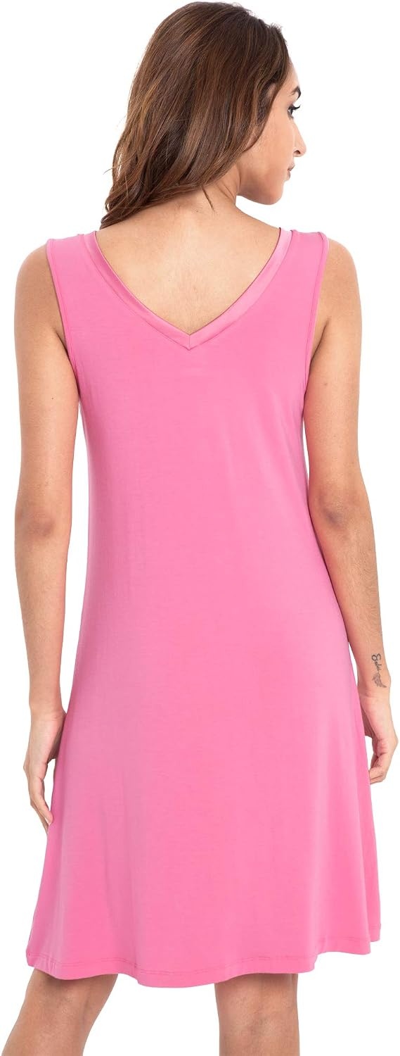 image:imageGYS Cooling Bamboo Viscose Sleeveless Nightgowns for WomenRaspberry Pink
