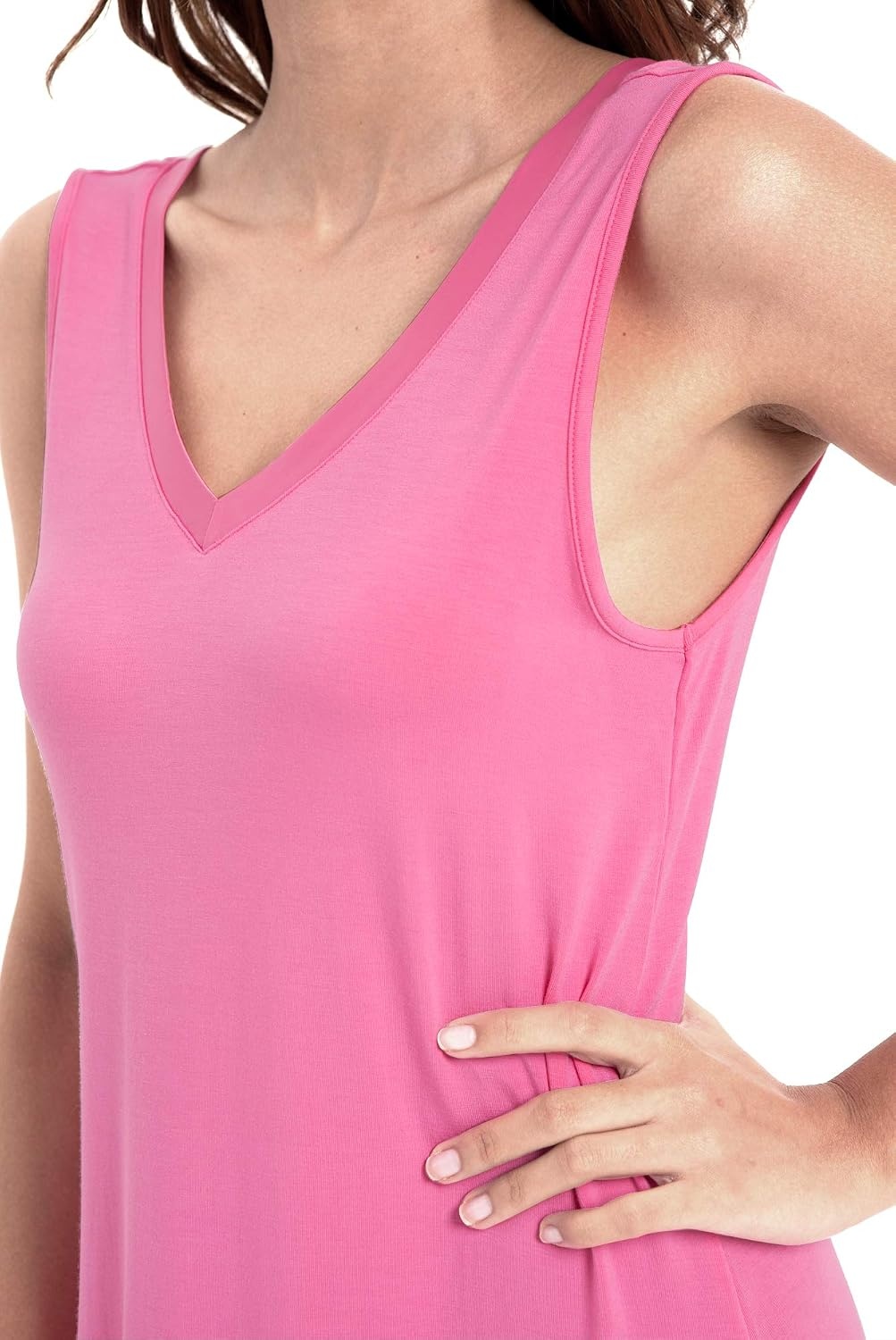 image:imageGYS Cooling Bamboo Viscose Sleeveless Nightgowns for WomenRaspberry Pink