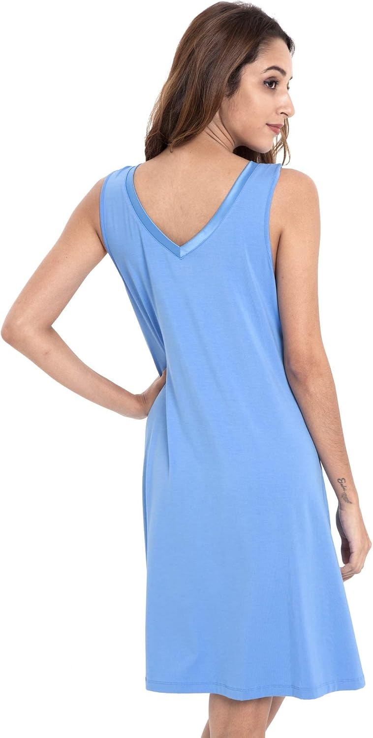image:imageGYS Cooling Bamboo Viscose Sleeveless Nightgowns for WomenSky Blue