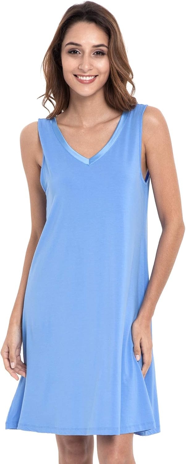 image:imageGYS Cooling Bamboo Viscose Sleeveless Nightgowns for WomenSky Blue