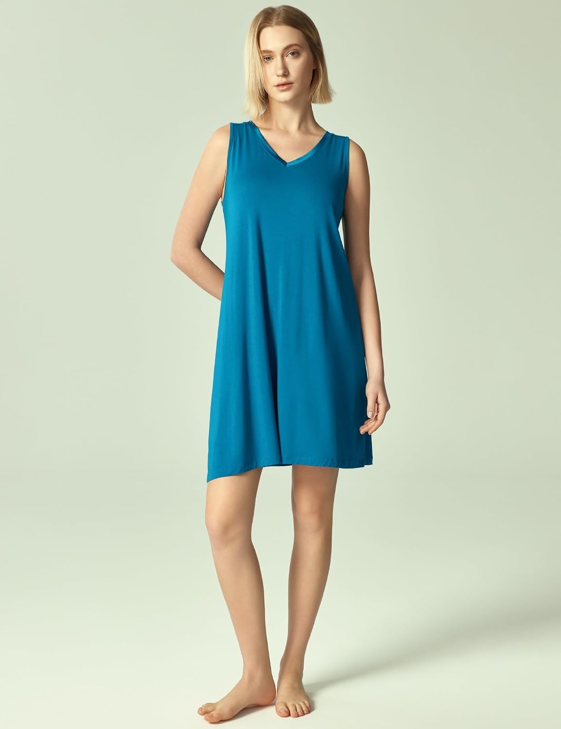 image:imageGYS Cooling Bamboo Viscose Sleeveless Nightgowns for WomenTeal Blue