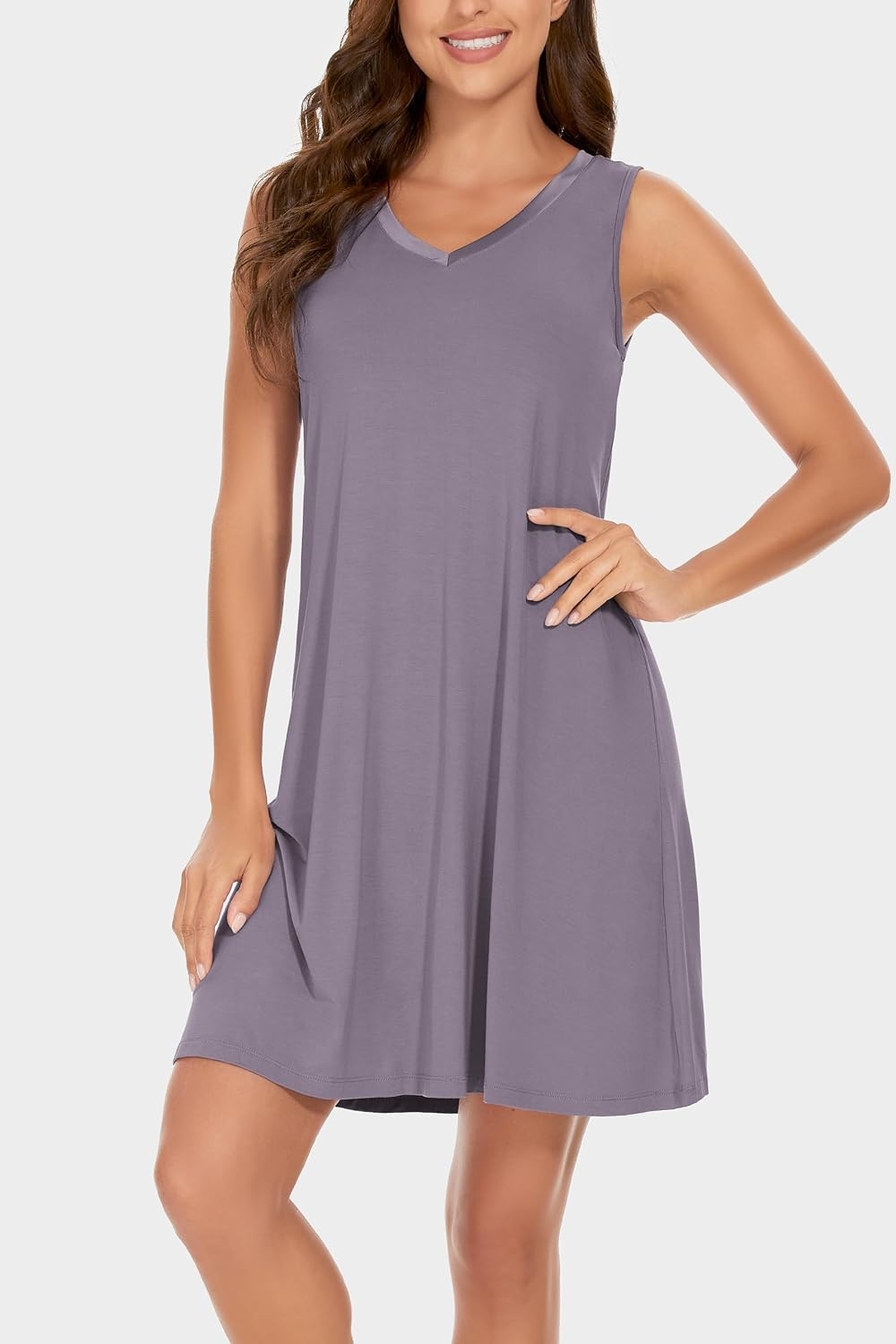 image:imageGYS Cooling Bamboo Viscose Sleeveless Nightgowns for WomenViolet