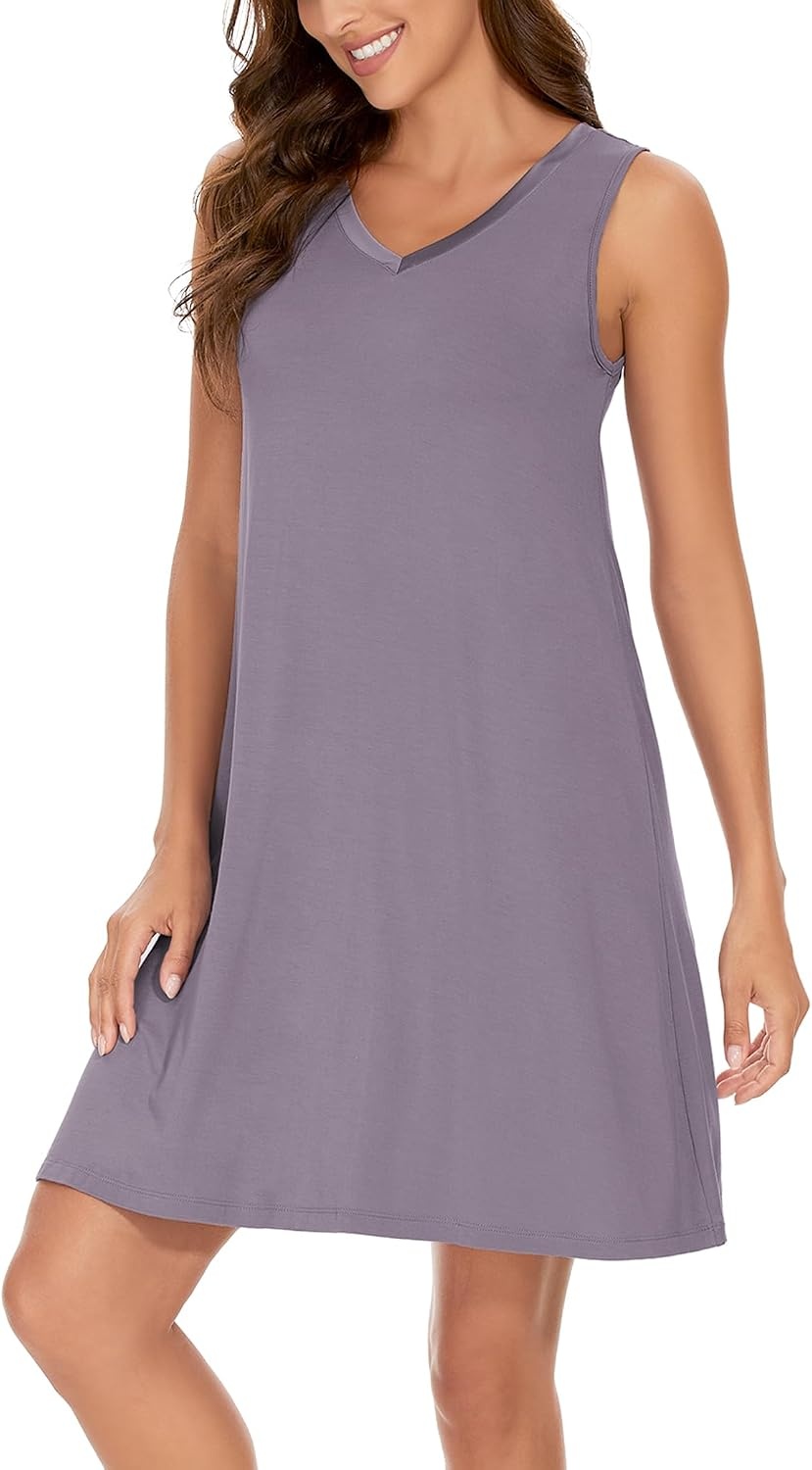 image:imageGYS Cooling Bamboo Viscose Sleeveless Nightgowns for WomenViolet