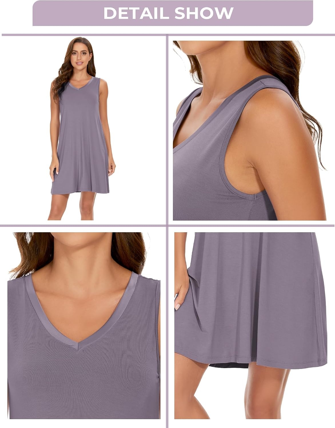 image:imageGYS Cooling Bamboo Viscose Sleeveless Nightgowns for WomenViolet