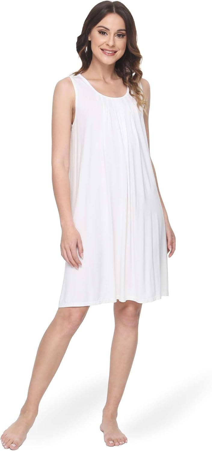 image:imageGYS Cooling Bamboo Viscose Sleeveless Nightgowns for WomenWhite