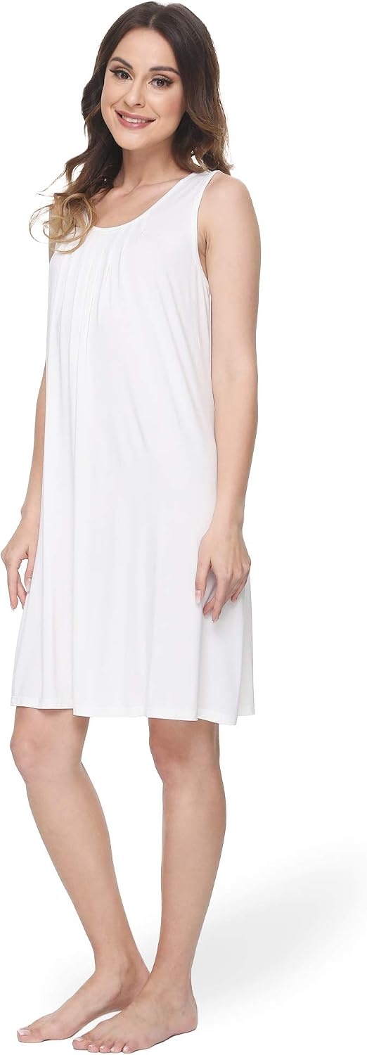 image:imageGYS Cooling Bamboo Viscose Sleeveless Nightgowns for WomenWhite