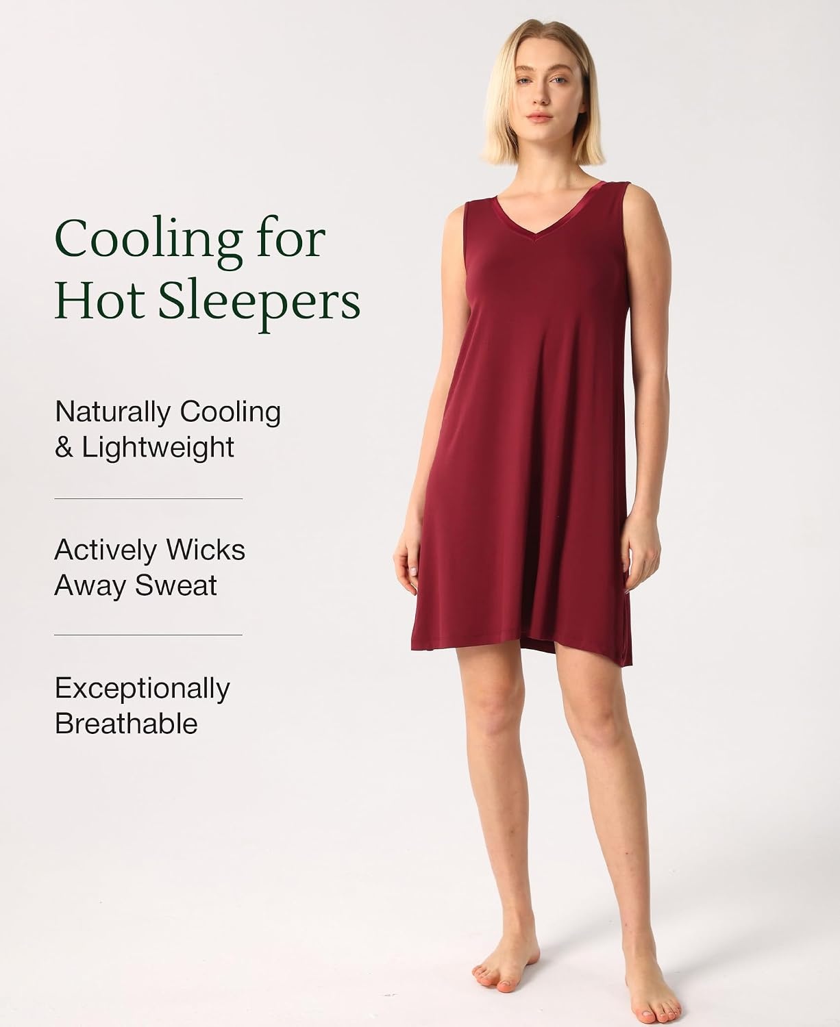 image:imageGYS Cooling Bamboo Viscose Sleeveless Nightgowns for WomenWine