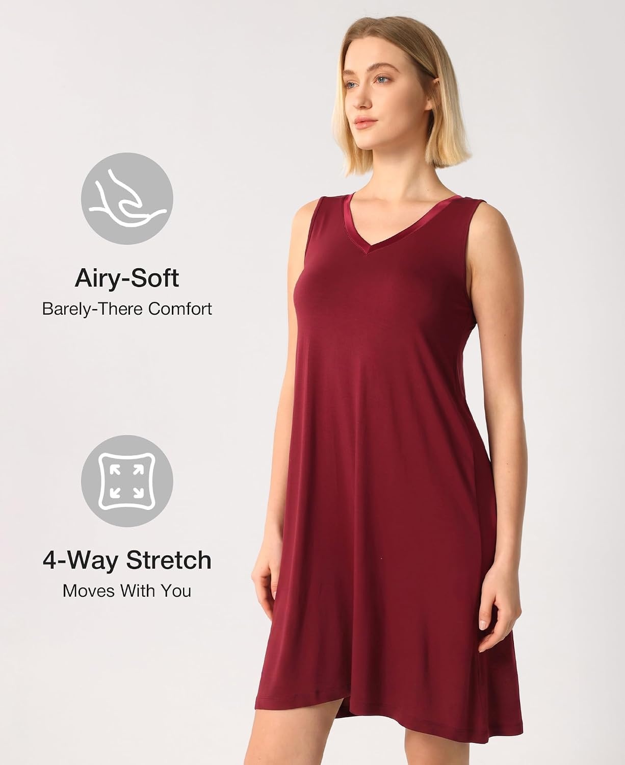 image:imageGYS Cooling Bamboo Viscose Sleeveless Nightgowns for WomenWine