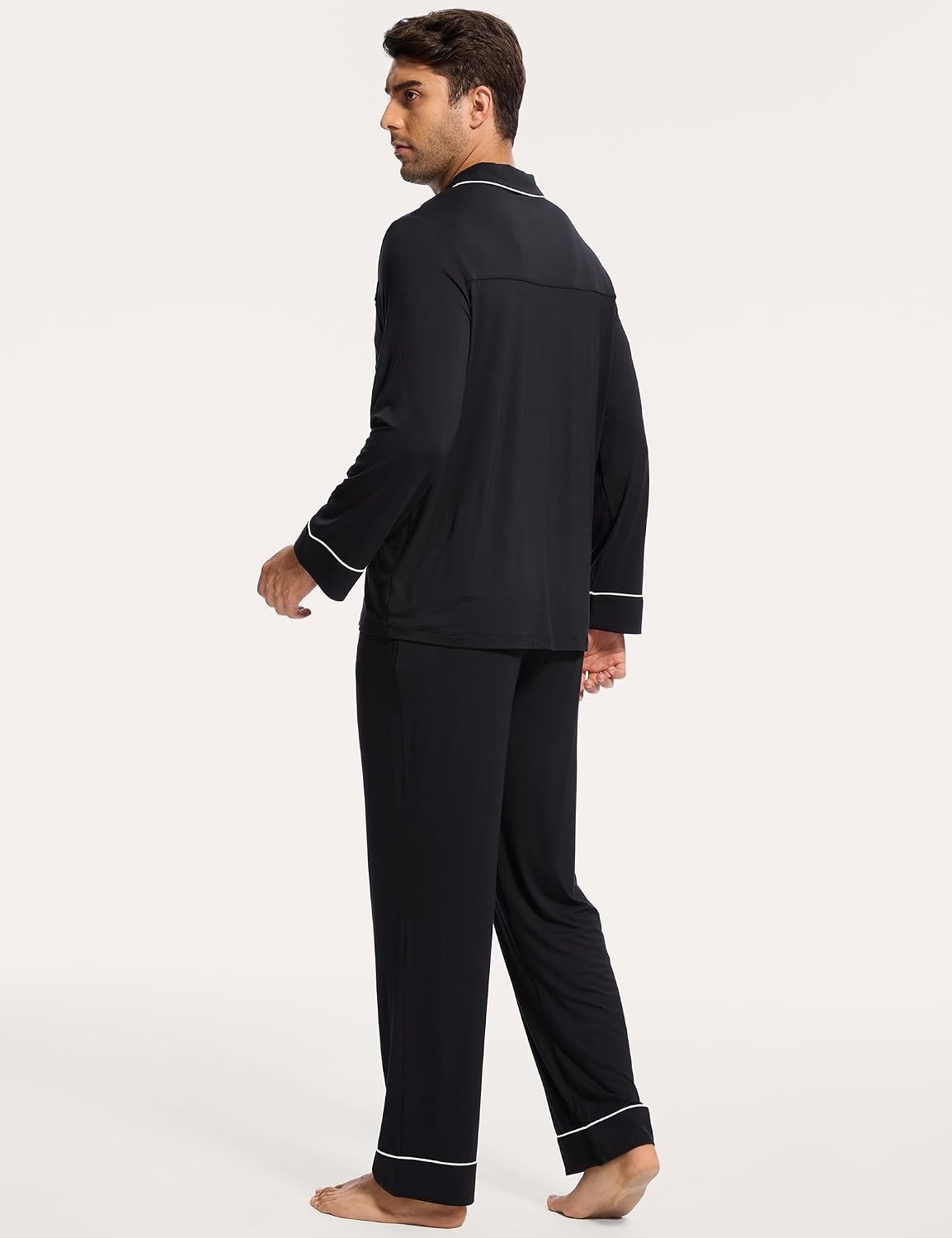 image:imageGYS Mens Bamboo Viscose Long Sleeve Pajamas SetBlack