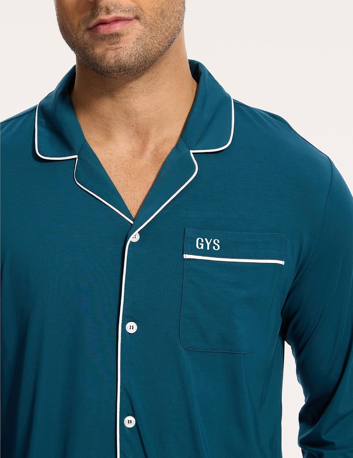 image:imageGYS Mens Bamboo Viscose Long Sleeve Pajamas SetInk Blue