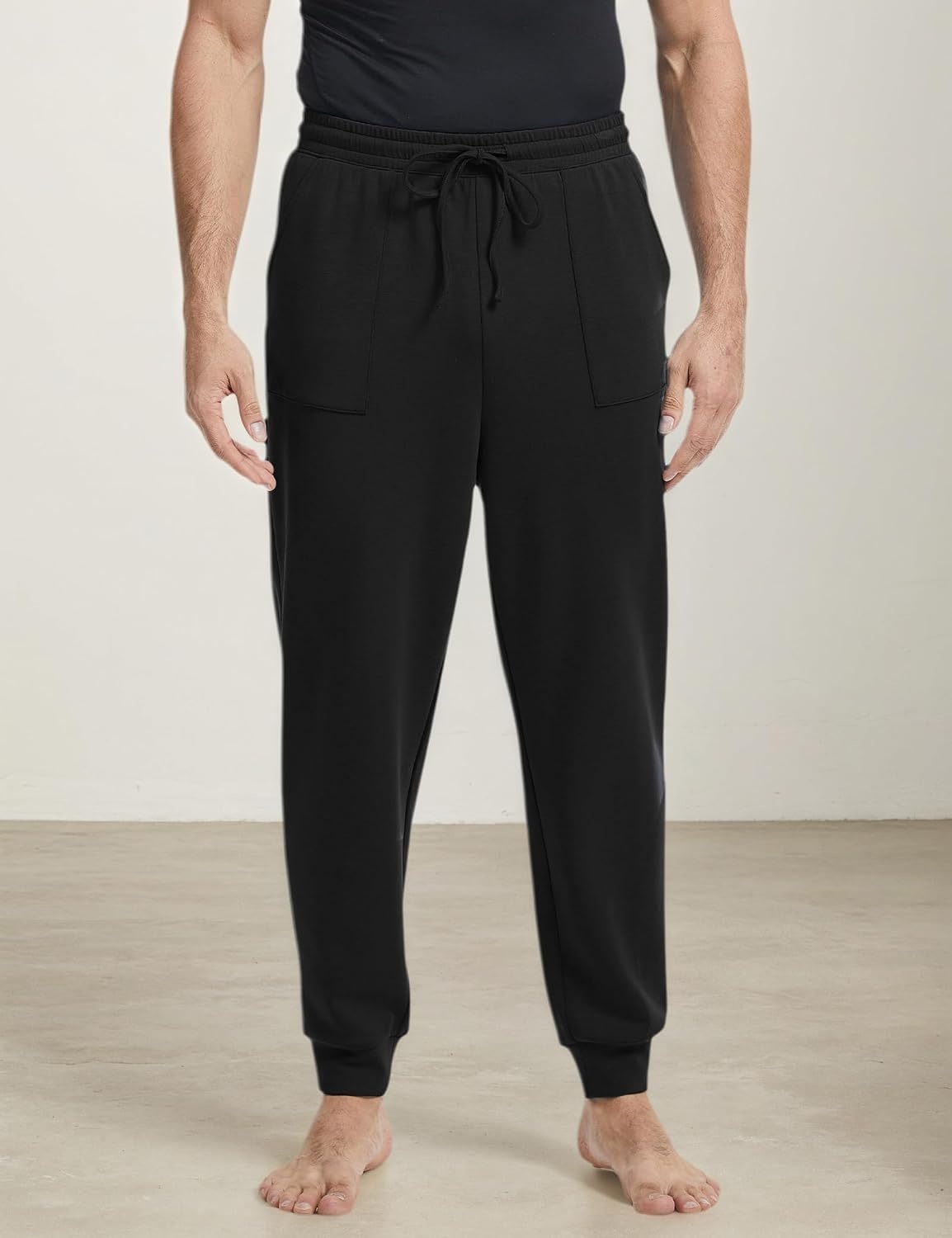 image:imageGYS Mens Modal Cotton Blend Drawstring Joggers with PocketsBlack
