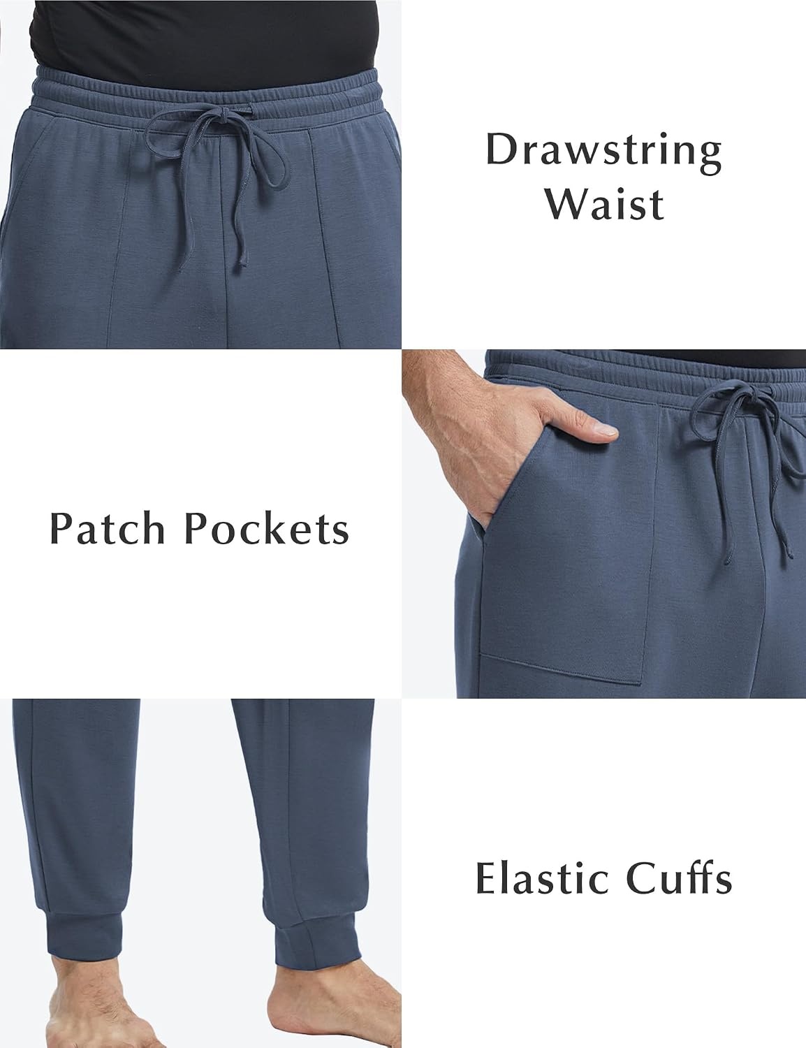 image:imageGYS Mens Modal Cotton Blend Drawstring Joggers with PocketsGrayish Blue