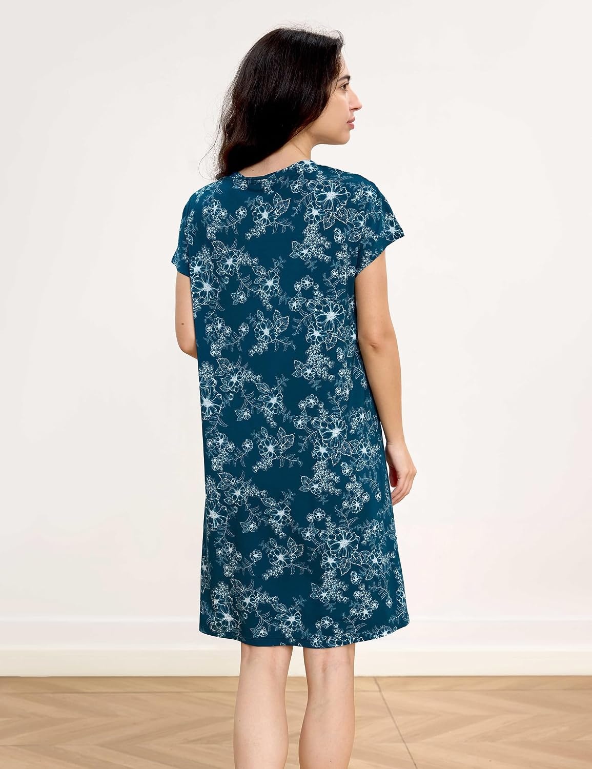 image:imageGYS Womens Bamboo Viscose Cooling NightgownDrawn Flowers